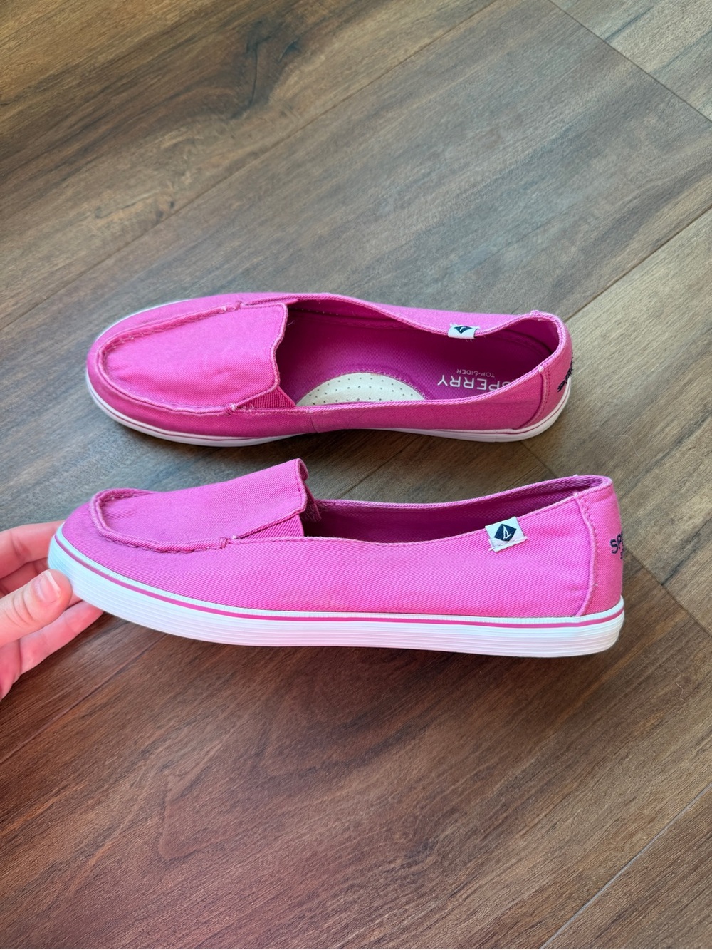 Sperry Pink Slip-On Canvas Loafers - Picture 5 of 9